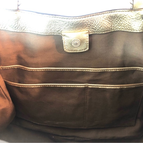 LAUREN RALPH LAUREN Gold Leather Satchel Tote with Shoulder Strap - Picture 11 of 14